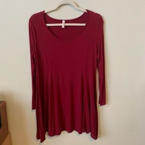 Popana Red Long Sleeve Tunic Dress